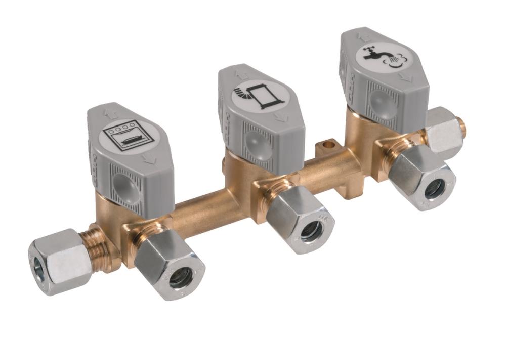 Gasskran m/ 3 uttak 8 mm