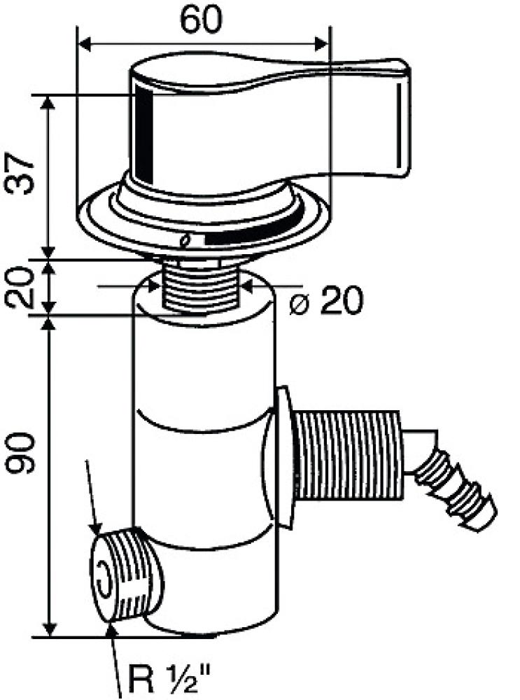 Kran dusj m/bryter STYLE 2000 Hvit
