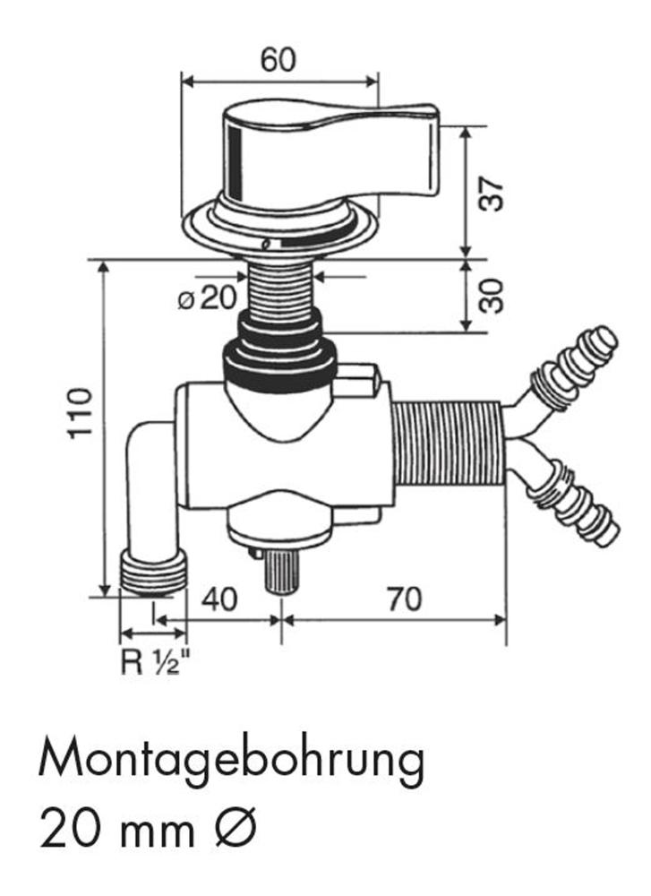Kran dusj varmtvann m/bryter Mono-mix Hvit