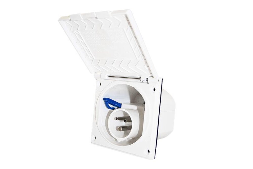 Inntak strøm utvendig 220V Hvit  100x100mm Inntak