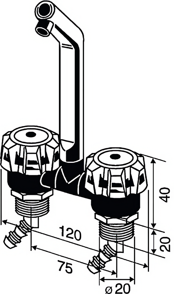 DeLuxe Vannkran dobbel Matt-nikkel