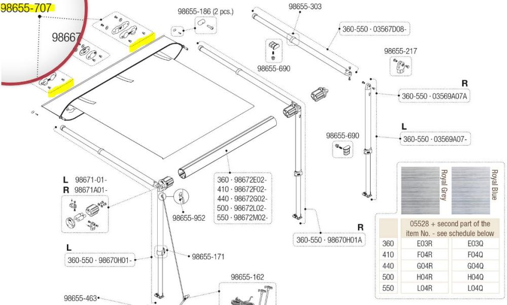 Caravanstore Feste vegg/takstang 2 stk