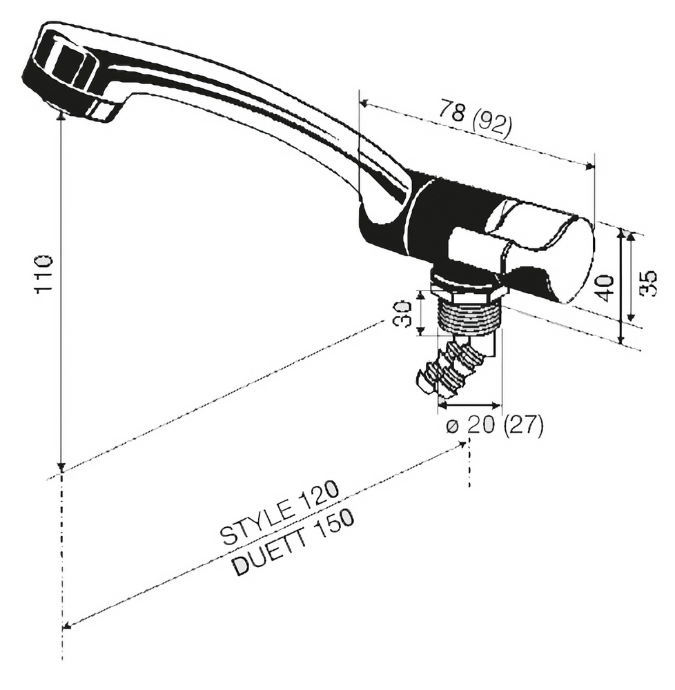 Mono-Mix Style 2005 Vannkran blande Hvit