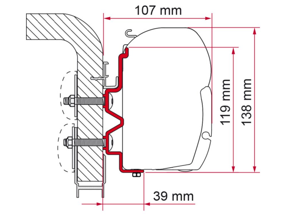Adapter HymerCamp 350 Markisefeste