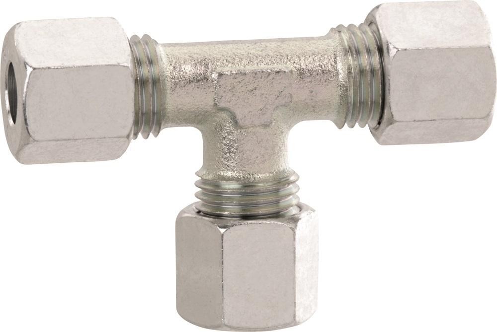 Gasskobling  T-form 8x8x8 mm m/mutter