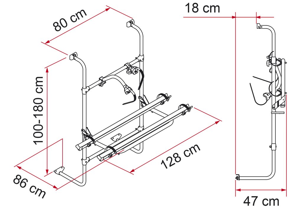 Sykkelstativ Caravan Universal Bakvegg Høy innfestning