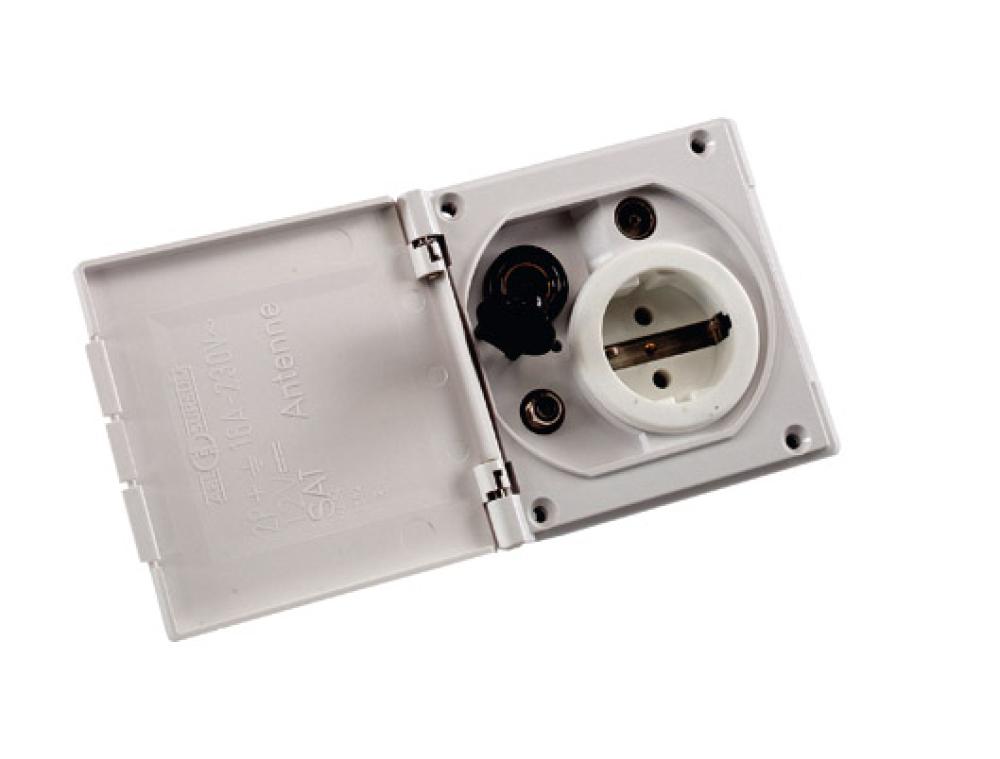 Uttak TV 12V 220V Kabel TV.  Hvit Uttak