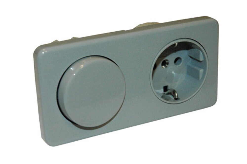 Bryter lys &amp; kontakt innbygging u/lokk 220V Grå