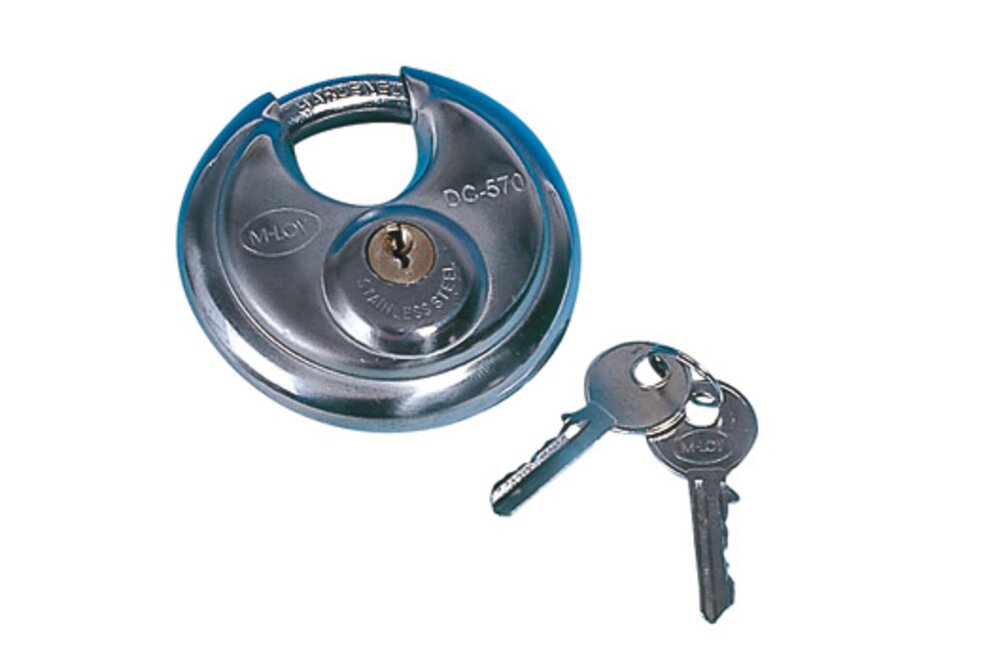 Lås hengelås kulek. m/2 nøkler
