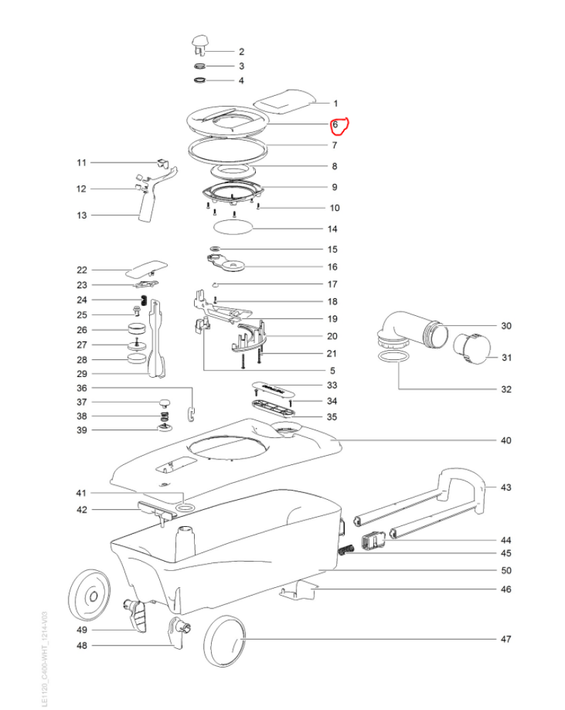 Reservedel Holding tank plate Left C400