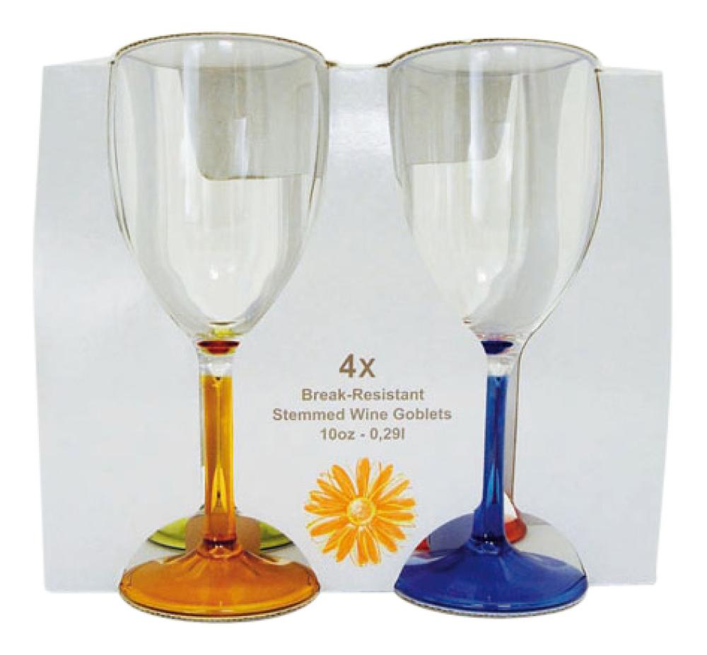 Vinglass m/stett Flerfarget 0,3 l 4 stk