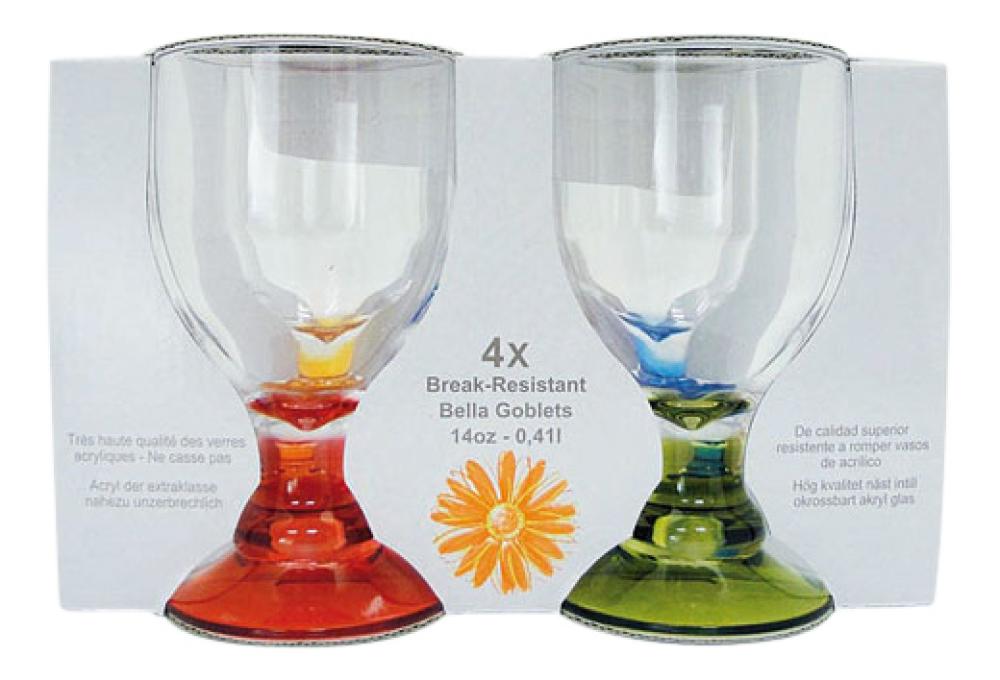 Vinglass Bella Goblet Flerfarget 4 stk