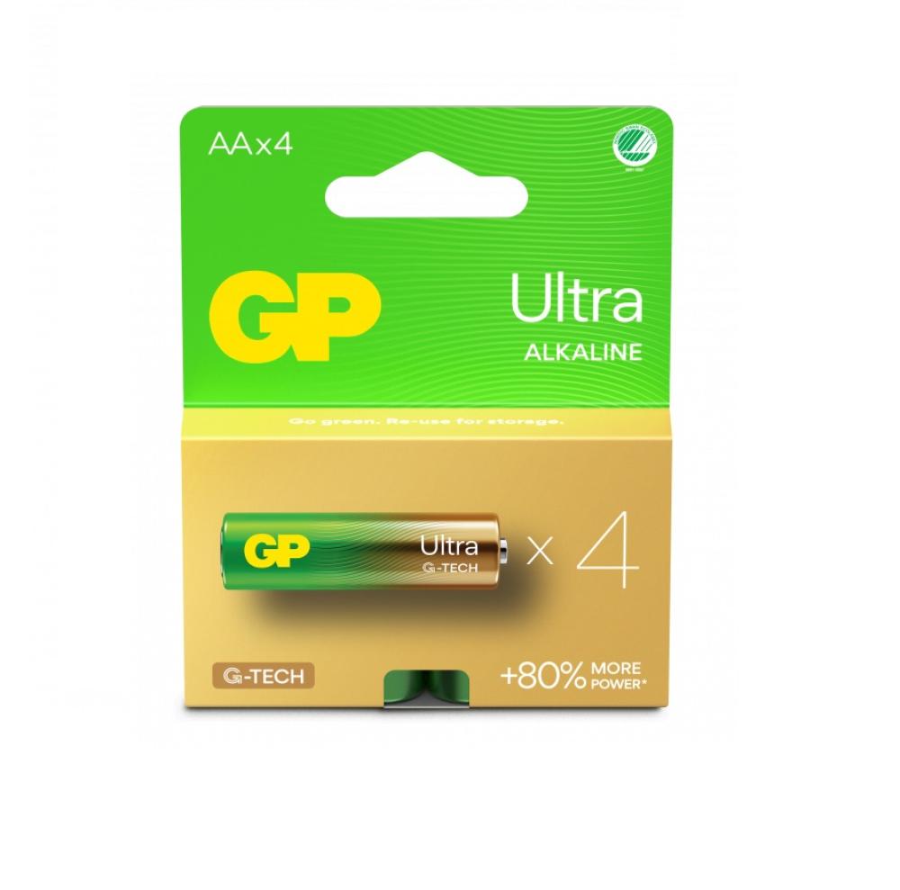 Husholdningsbatteri GP Ultra Alkaline AA 4 stk