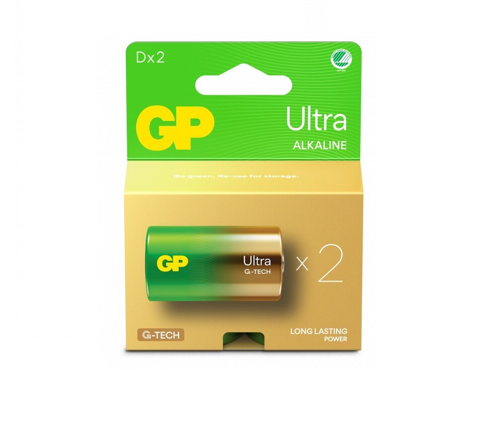 Husholdningsbatteri GP Ultra Alkaline D 2 stk