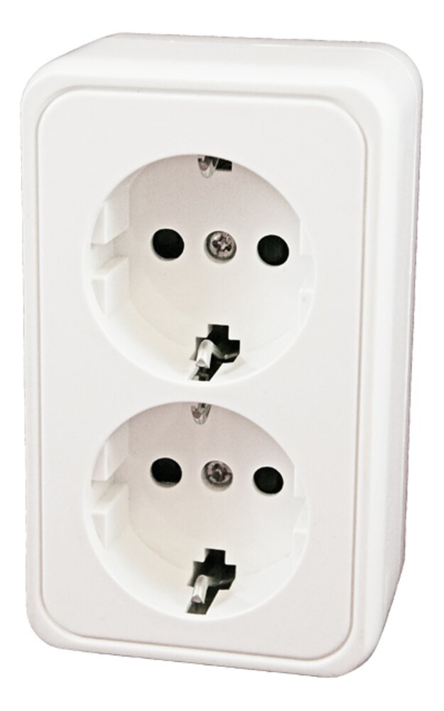 Dobbel stikkontakt 230 V Hvit