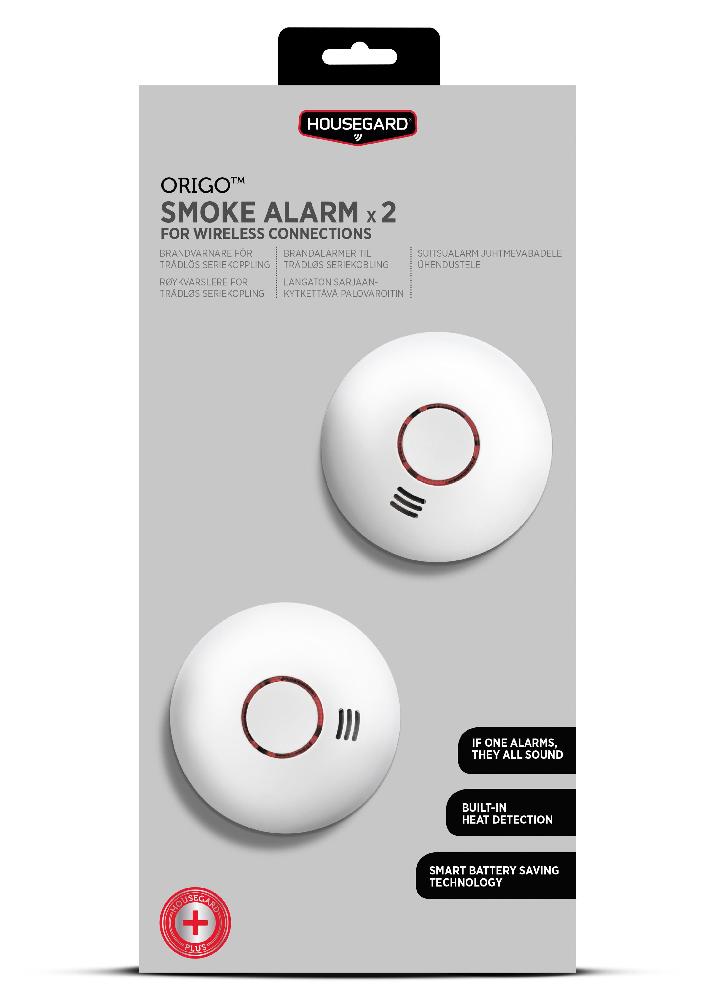 Røyk og varmealarm Origo 2pk trådløs