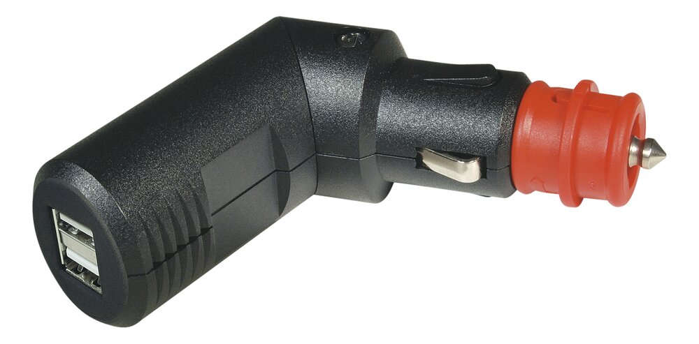 Vinkelbar USB SB Stecker 2x2100mA 12V FAWO