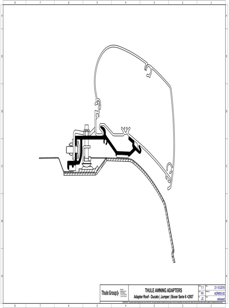 Adapter markise THULE Ducato jumper 3,75m sett