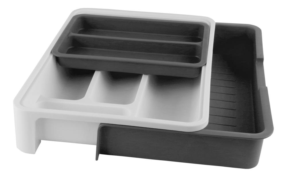 Bestikkskuffe hvit/grå