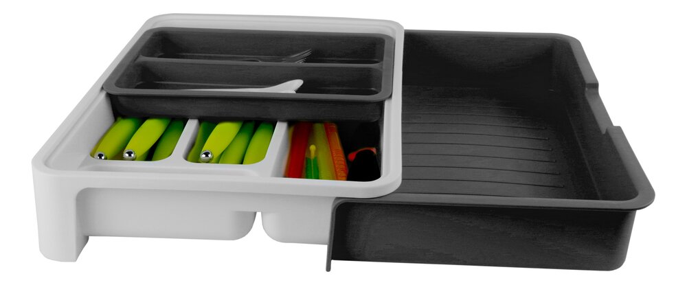 Bestikkskuffe hvit/grå