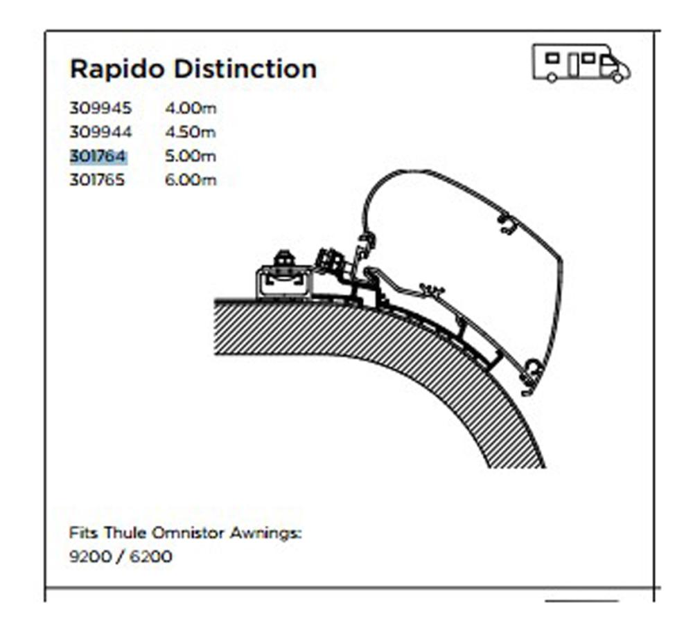 Adapter tak Thule 5,0m Rapido Distinction 2015->