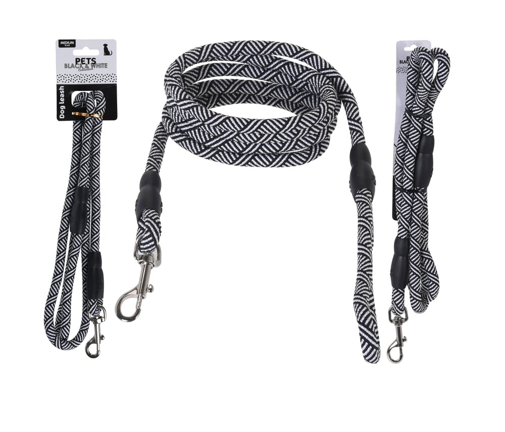 Hundebånd 130 cm Svart & hvit