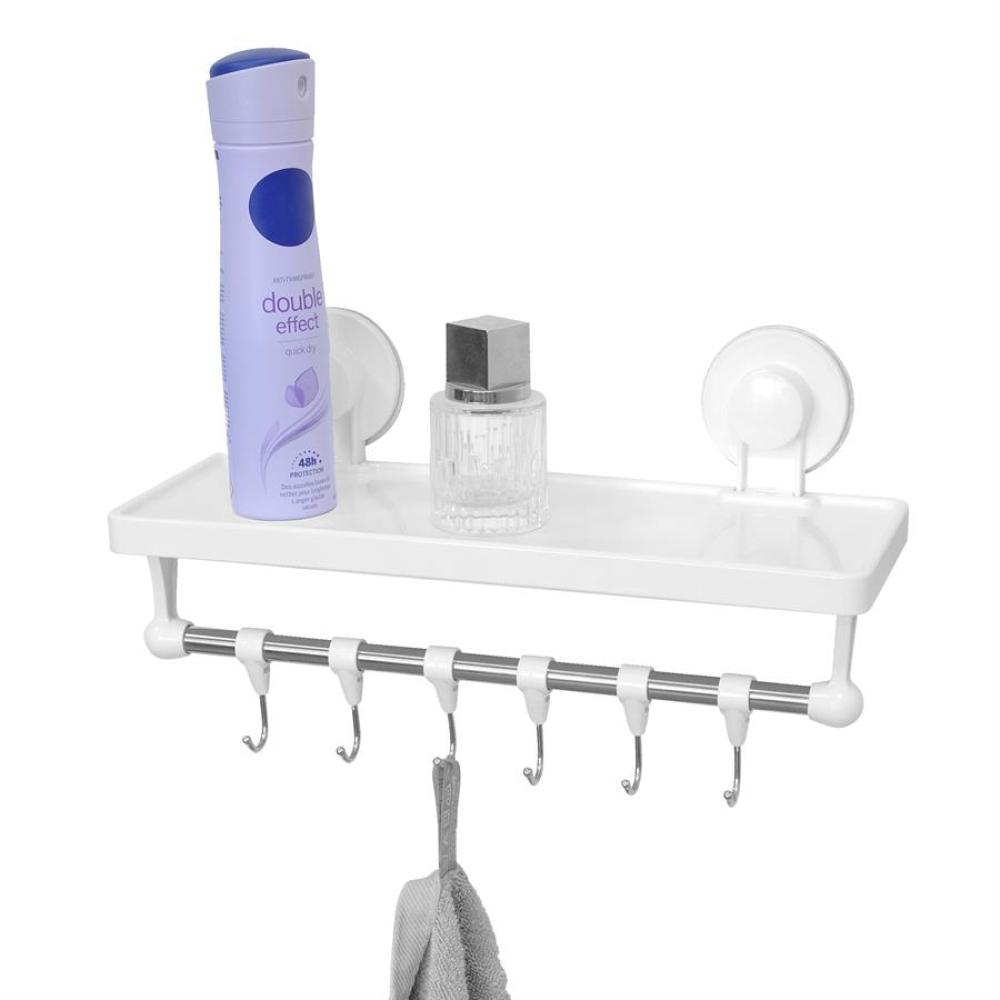Oppbevaringshylle m/sugekoppfeste 6 kroker