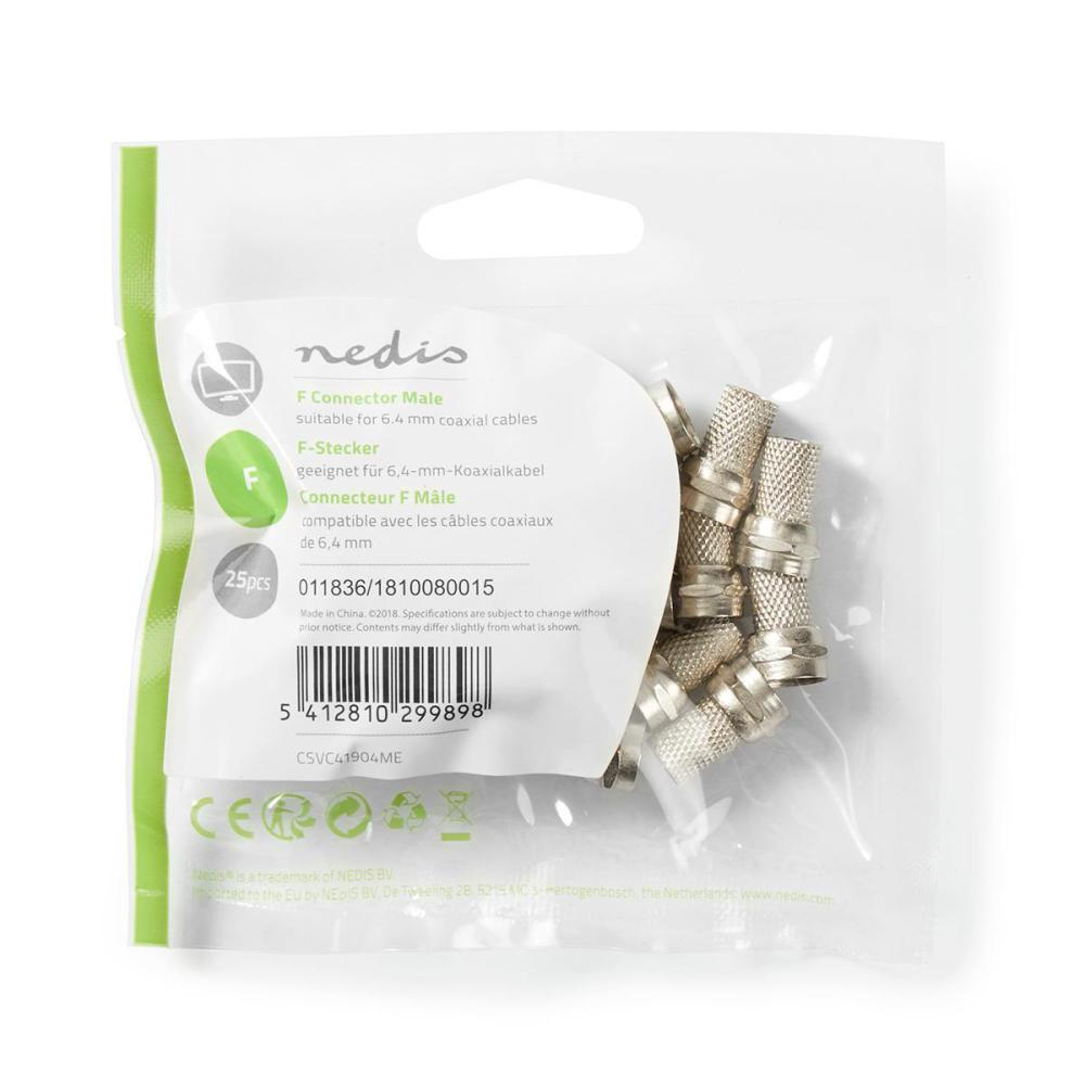 F-Connector 6,4mm Hann 25 stk