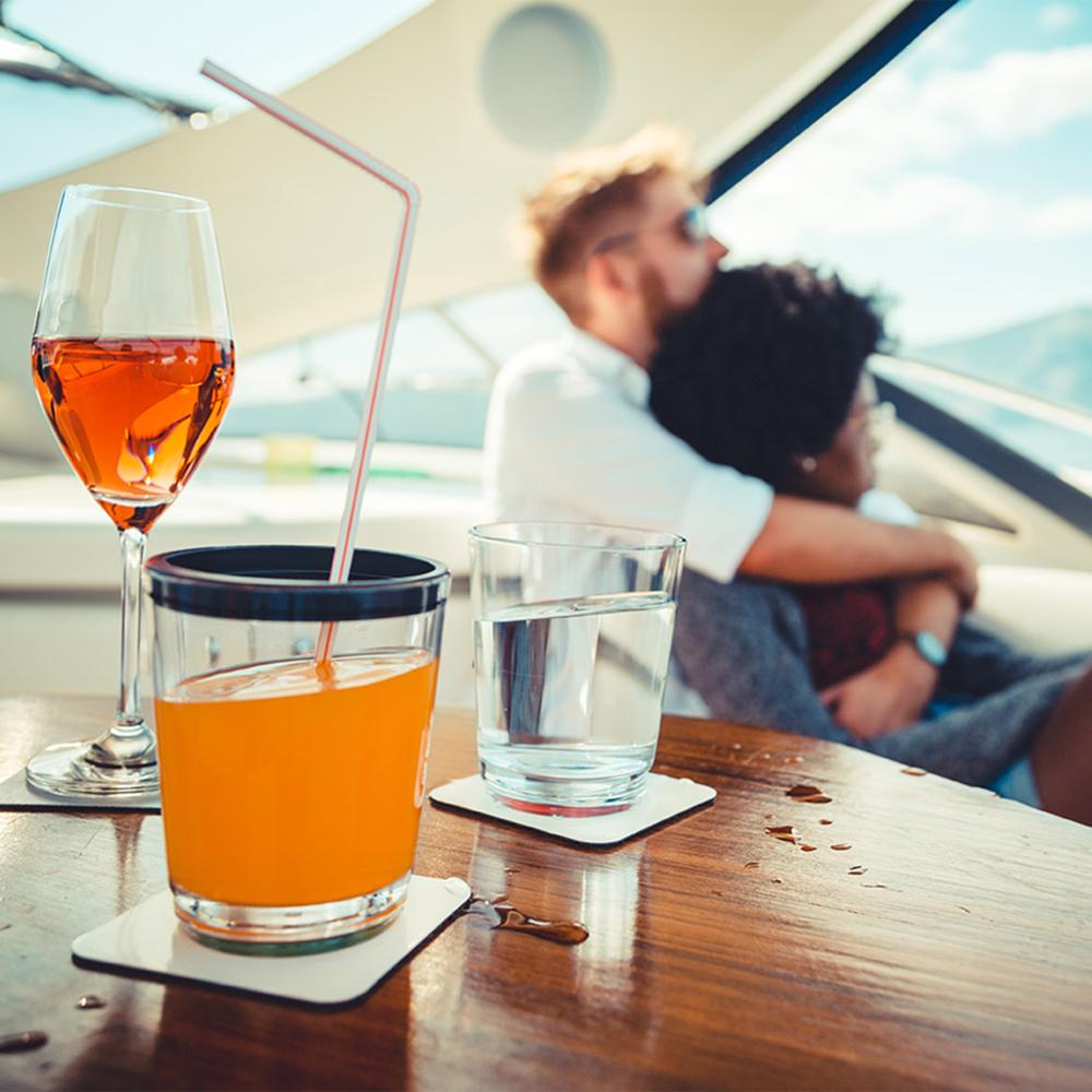 Magnetisk glass - Drikkeglass 25 cl. blå bunn pk a 2 stk