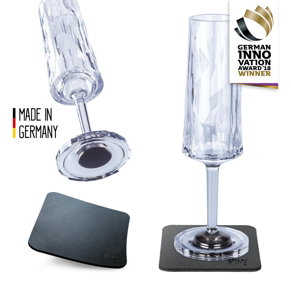 Magnetisk glass - Champagneglass m/stett High Tech 15 cl pk a 2 stk