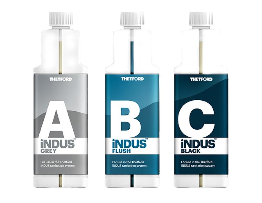 iNDUS Sanitærvæske sett Grey-Flush-Black 3 stk