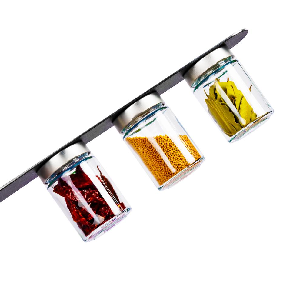 Magnetisk oppbevaringsglass 192 ml 3 stk, inkl magnetstripe 25 cm