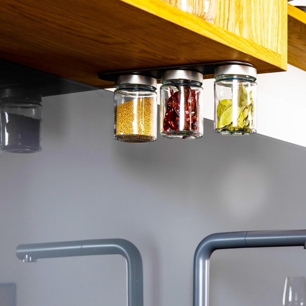 Magnetisk oppbevaringsglass 192 ml 3 stk, inkl magnetstripe 25 cm