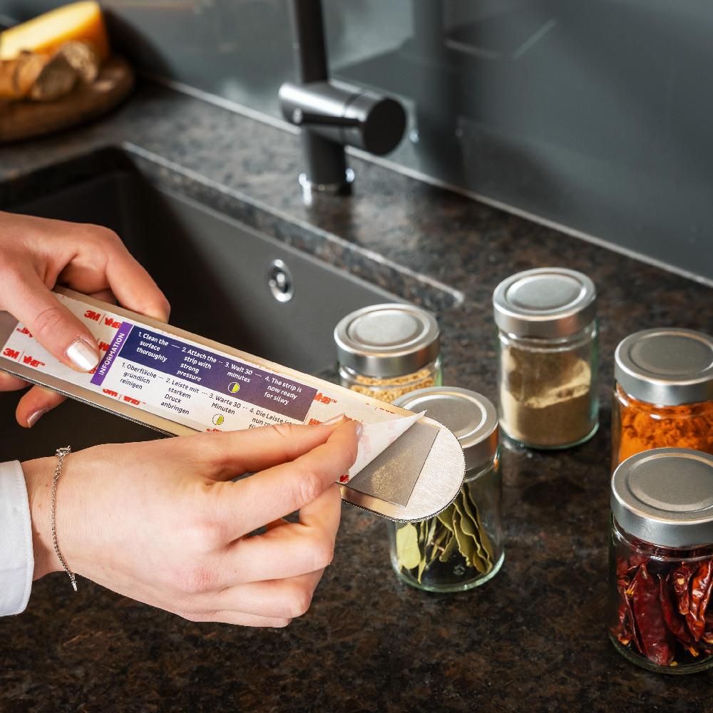 Magnetisk oppbevaringsglass 192 ml 3 stk, inkl magnetstripe 25 cm