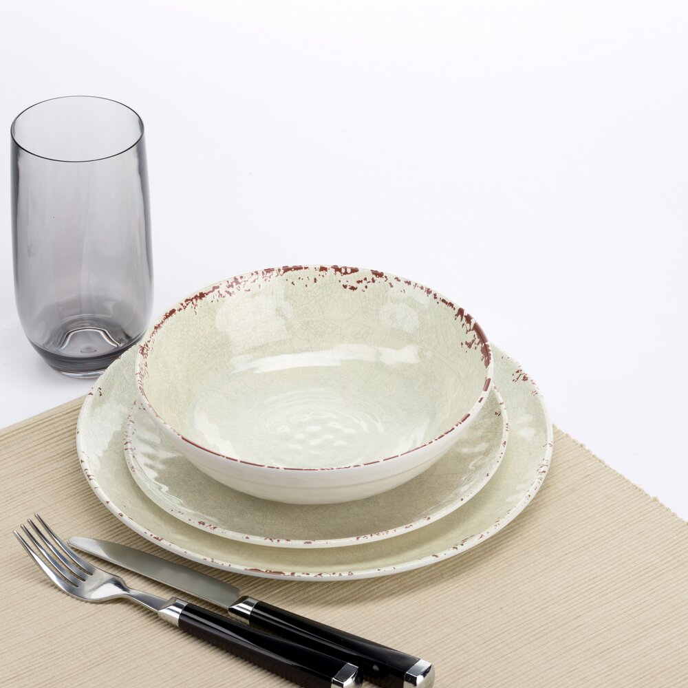 Servise Rustic Pearl Hvit Melamin 12 deler