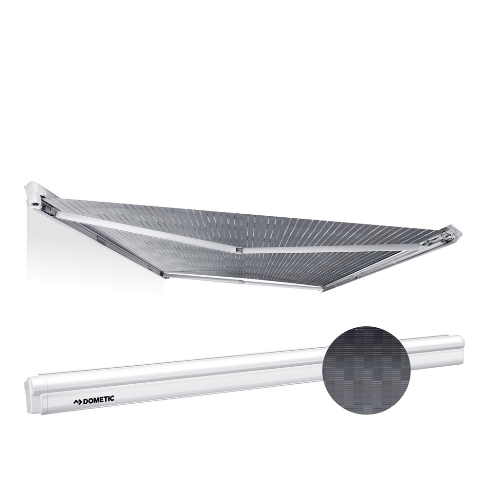Markise DOMETIC PW 1500 4,50 x 2,75 m, Horizon Grey, Hvit 12 V