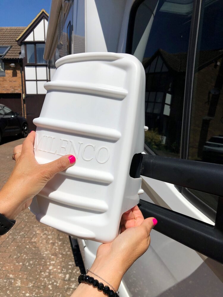 Speilbeskytter tvilling arm til Mercedes Sprinter hvit 2 stk