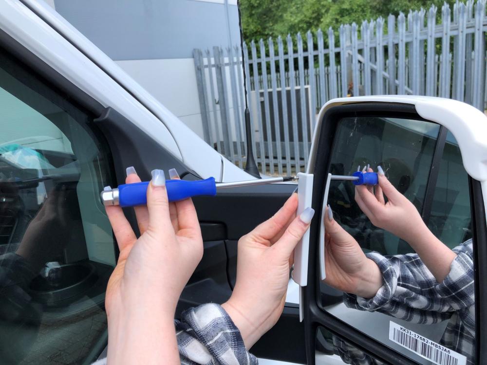 Speilbeskytter tvilling arm til Ford Transit hvit 2 stk