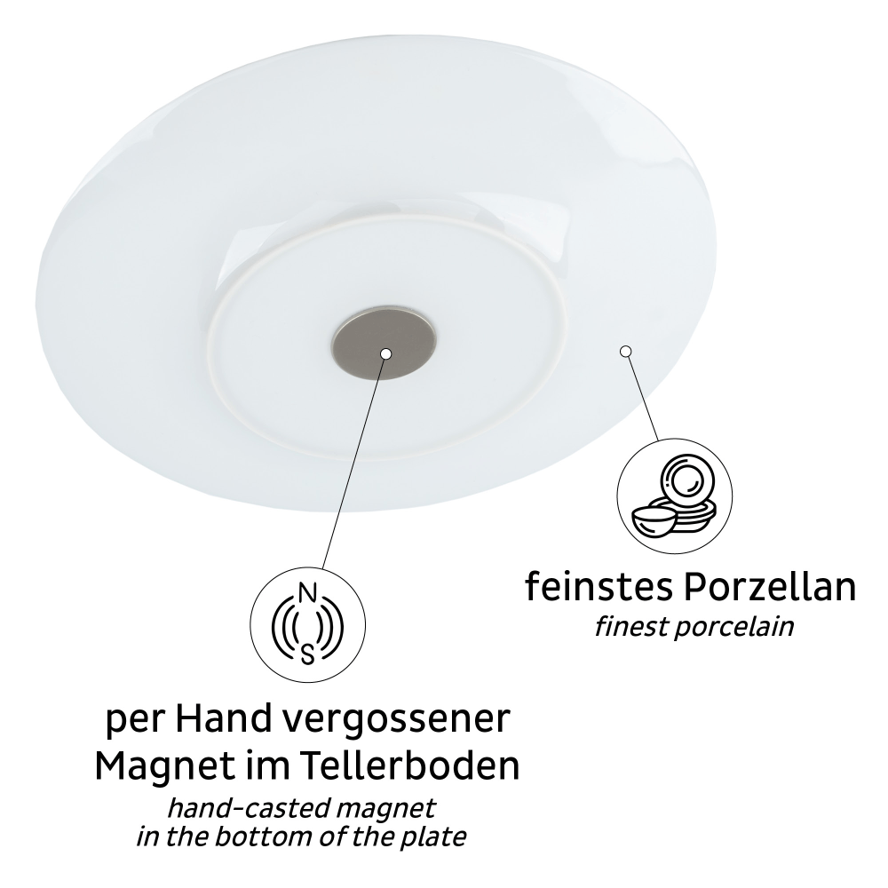 Magnetisk frokosttallerken - Porselen Ø 22,5 cm ocean 2 stk