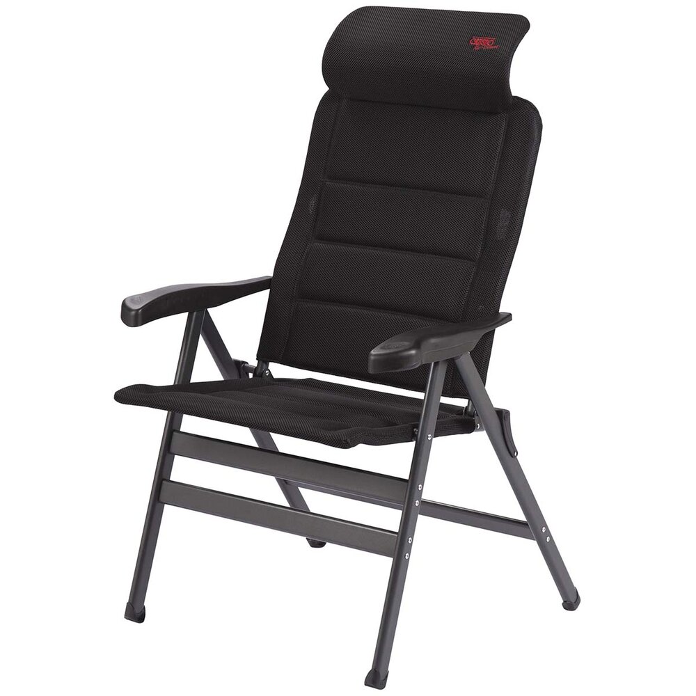 Campingstol Air Deluxe 3D XL med nakkestøtte svart