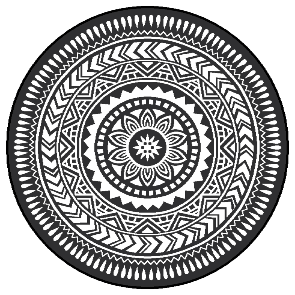 Gulvteppe Retro Ø:220 cm svart/hvit