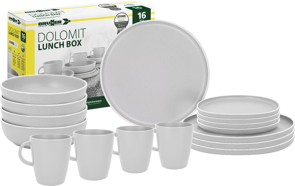 Servise Lunch Box Dolomit Melamine 16 deler hvit