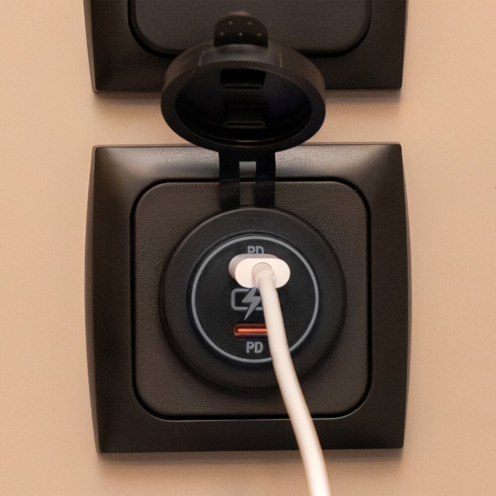 USB-C kontakt 12 V svart