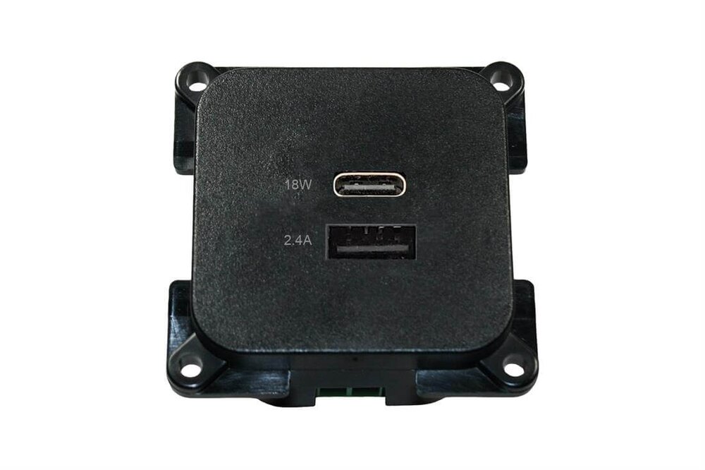 Kontakt C-line USB-A og USB-C svart 12 V