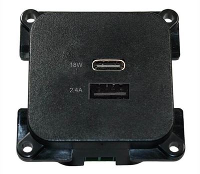 Kontakt C-line USB-A og USB-C svart 12 V