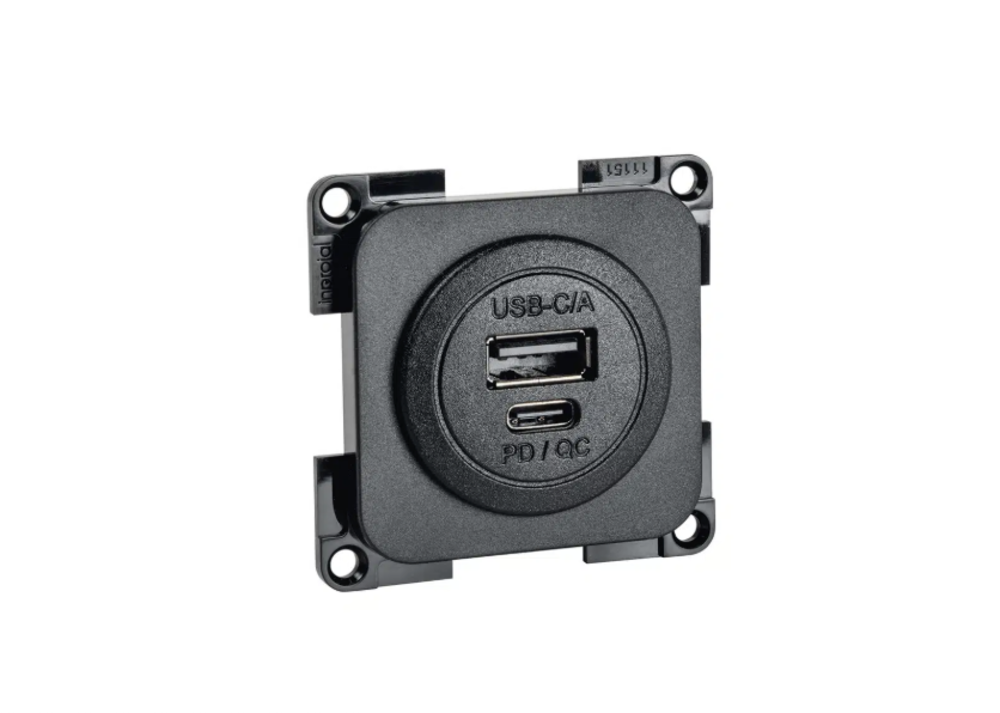 USB C/A kontakt 12 V svart