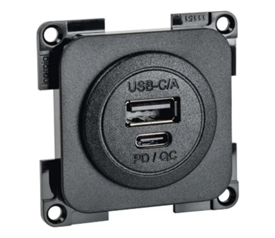 USB C/A kontakt 12 V svart