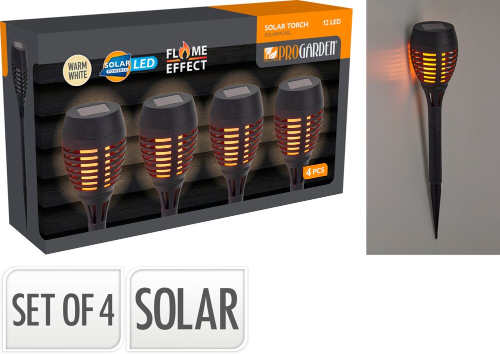 Solcellefakkel 4 stk 