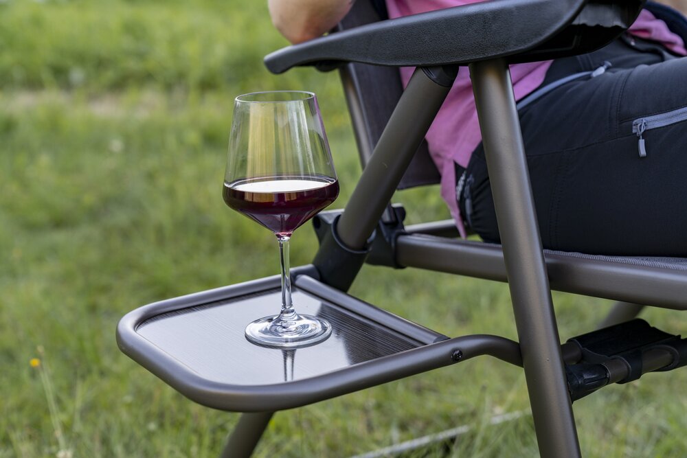 Campingstol Isfjorden Mørk grå polstret m/sidebord