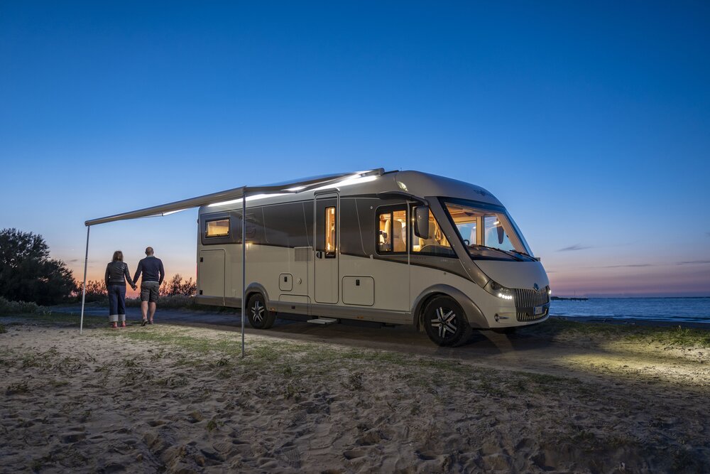 Markise F80 L Hvit kassett 450 Royal Grey